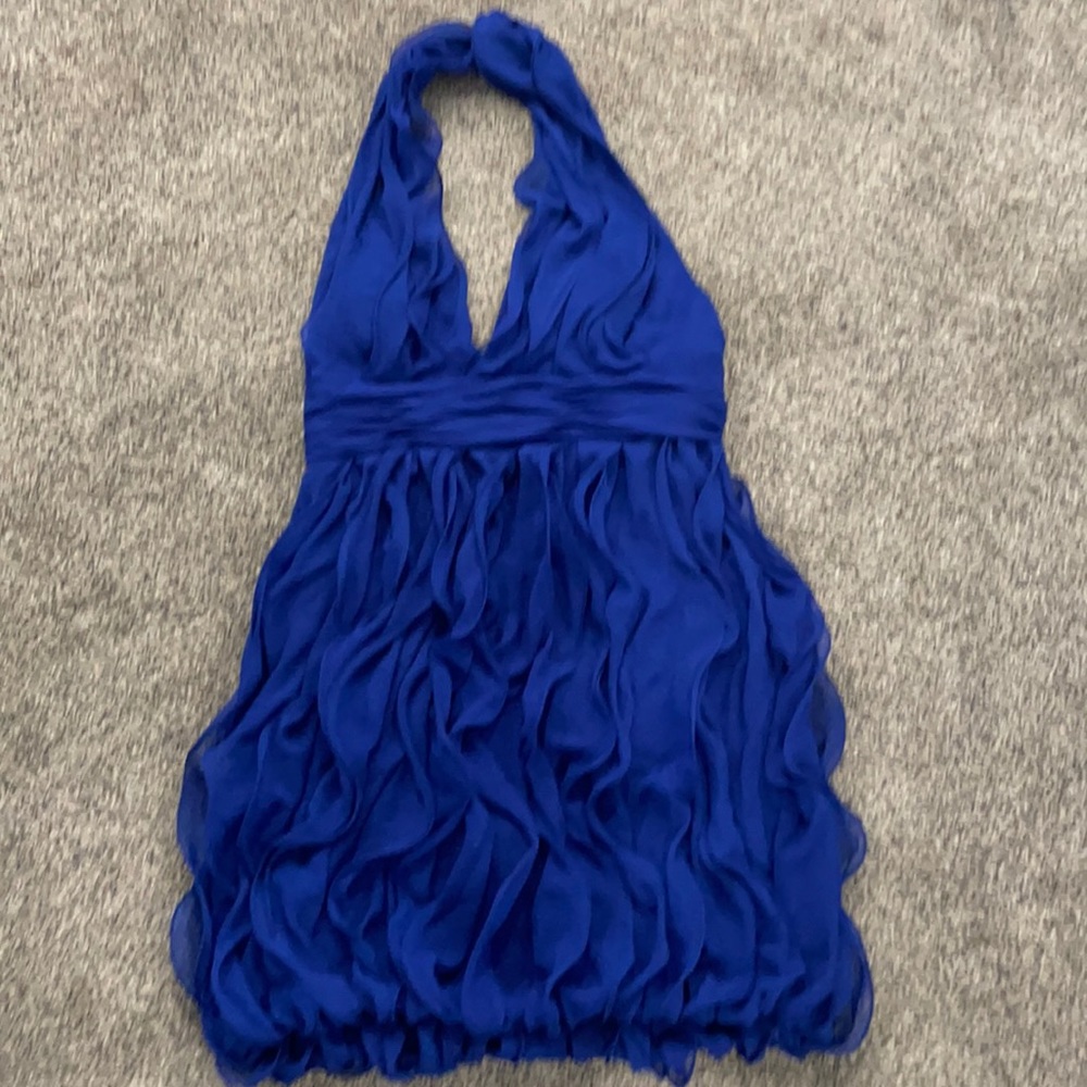 Fun blue, wavy chiffon fabric, size 12